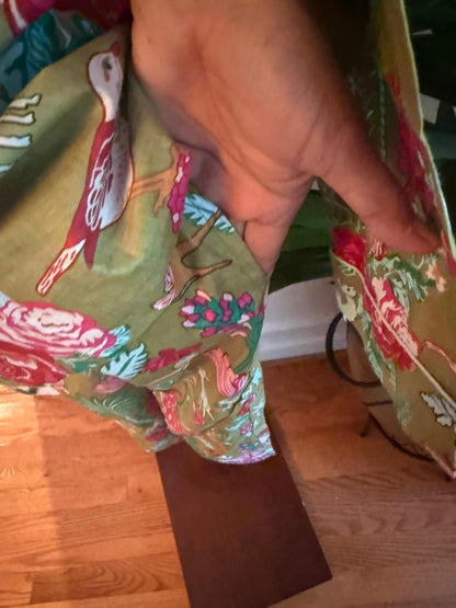 Gift Green Floral Print Handmade Cotton Pajama Set: Women's  Loungewear with Gift Pouch