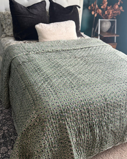 Hand Block Printed Cotton Quilt – Reversible Floral Cotton Comforter