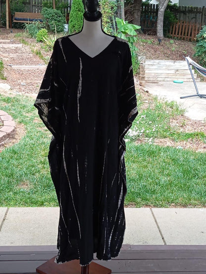 Tie Dye Cotton Kaftan Dress: Shibori Mumu Lounge Wear