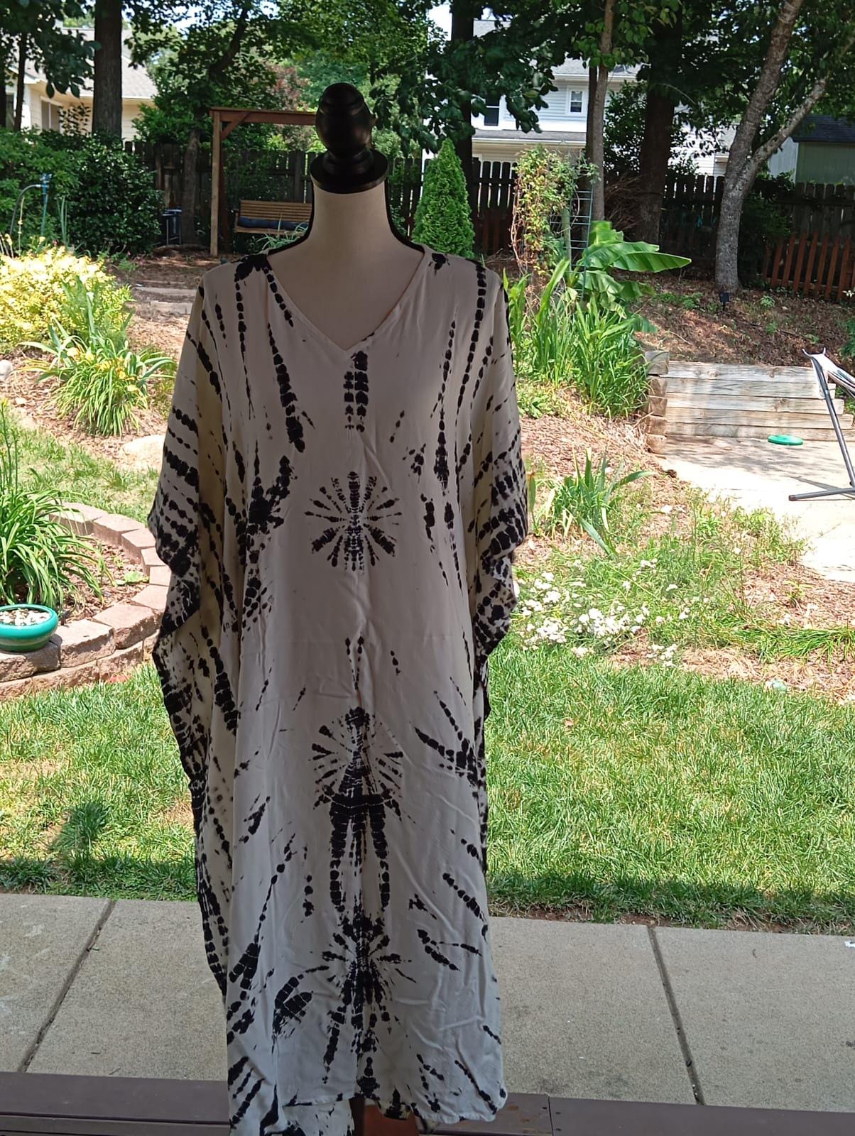 Tie Dye Cotton Kaftan Dress: Shibori Mumu Lounge Wear