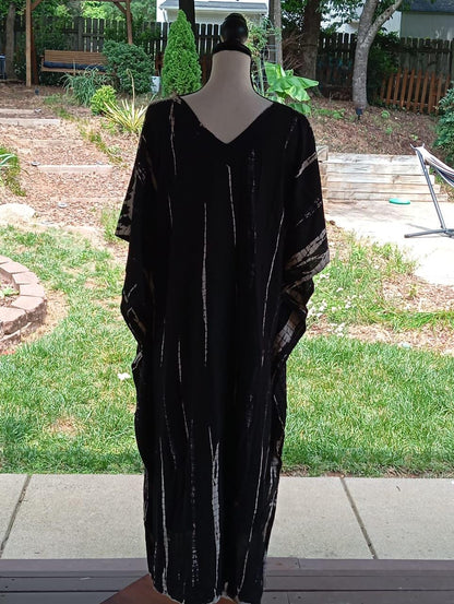 Tie Dye Cotton Kaftan Dress: Shibori Mumu Lounge Wear