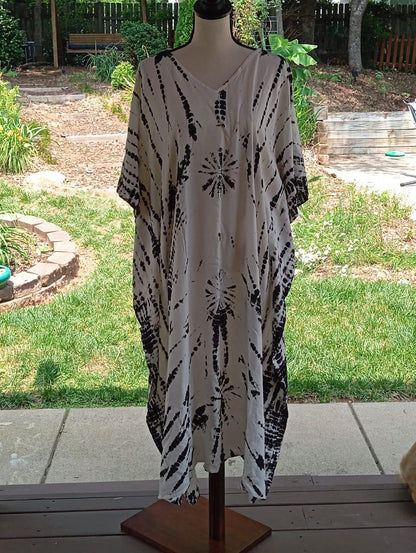 Cotton Maxi Dress: Shibori Kaftan Style Resort Wear