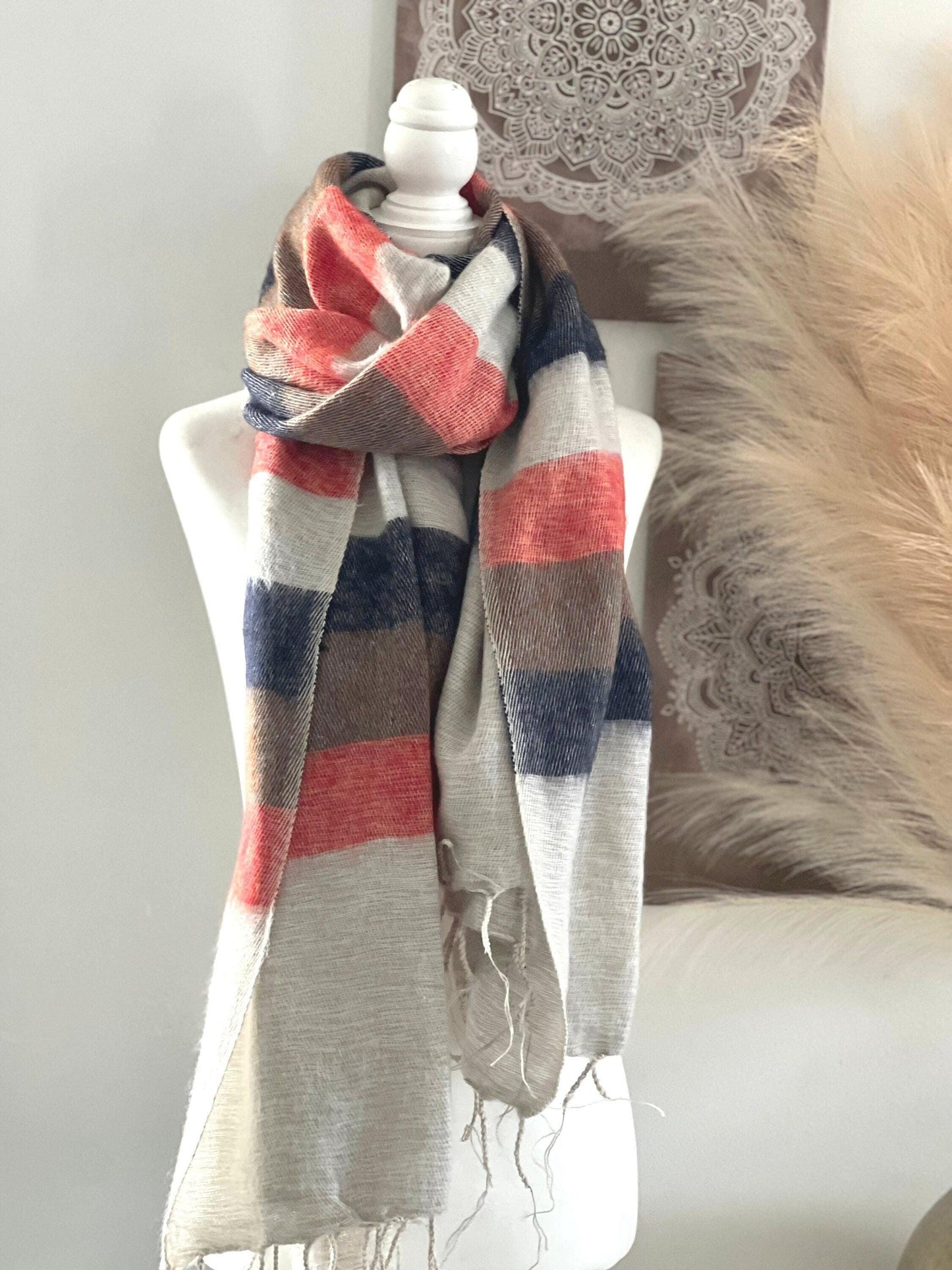 Himalayan Yak Wool Scarf: Handwoven Shawl Wrap, Soft Winter Women Fashion Scarf
