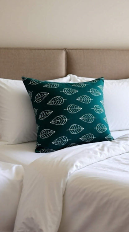 Teal Green Cotton Pillow Case, Handmade Block Print Cotton Cushion, Christmas Gift