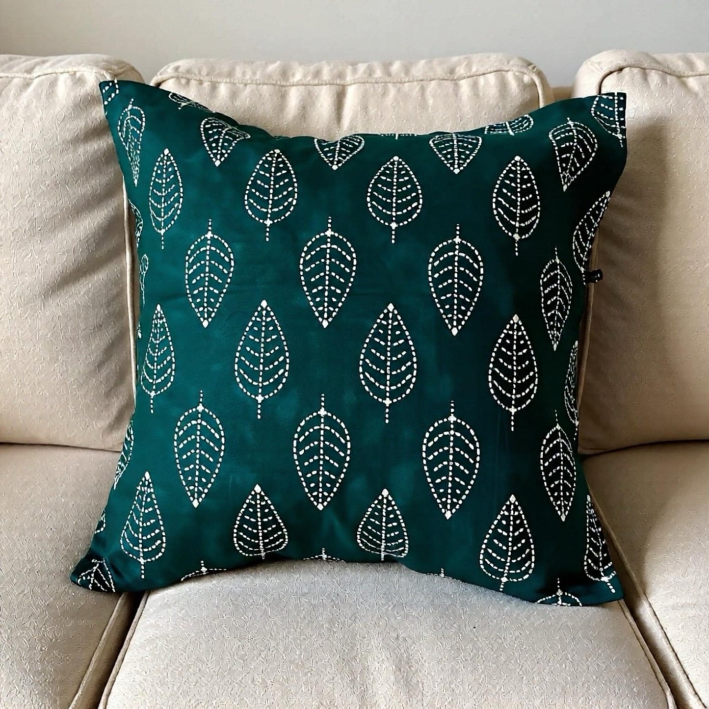 Teal Green Cotton Pillow Case, Handmade Block Print Cotton Cushion, Christmas Gift