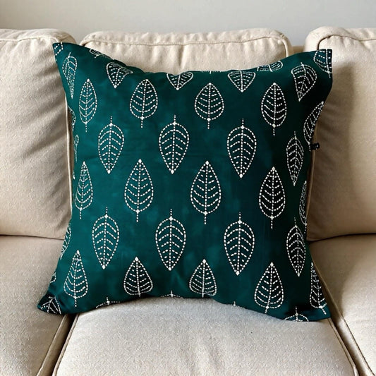 Teal Green Cotton Pillow Case, Handmade Block Print Cotton Cushion, Christmas Gift